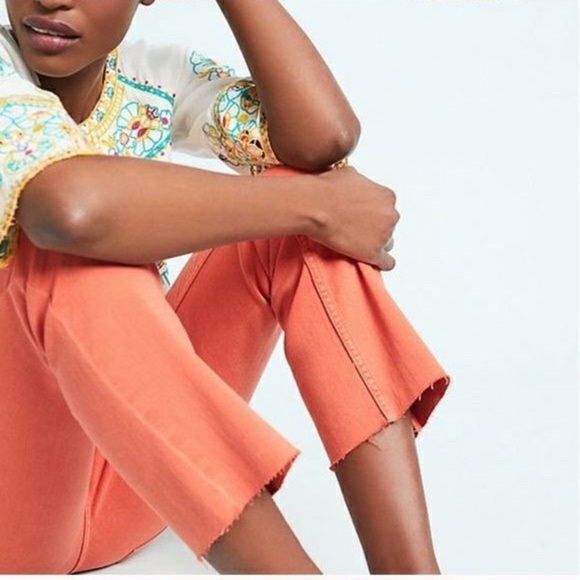 Pilcro Anthropologie High Rise Bootcut Orange Stretch Jeans - Picture 2 of 9